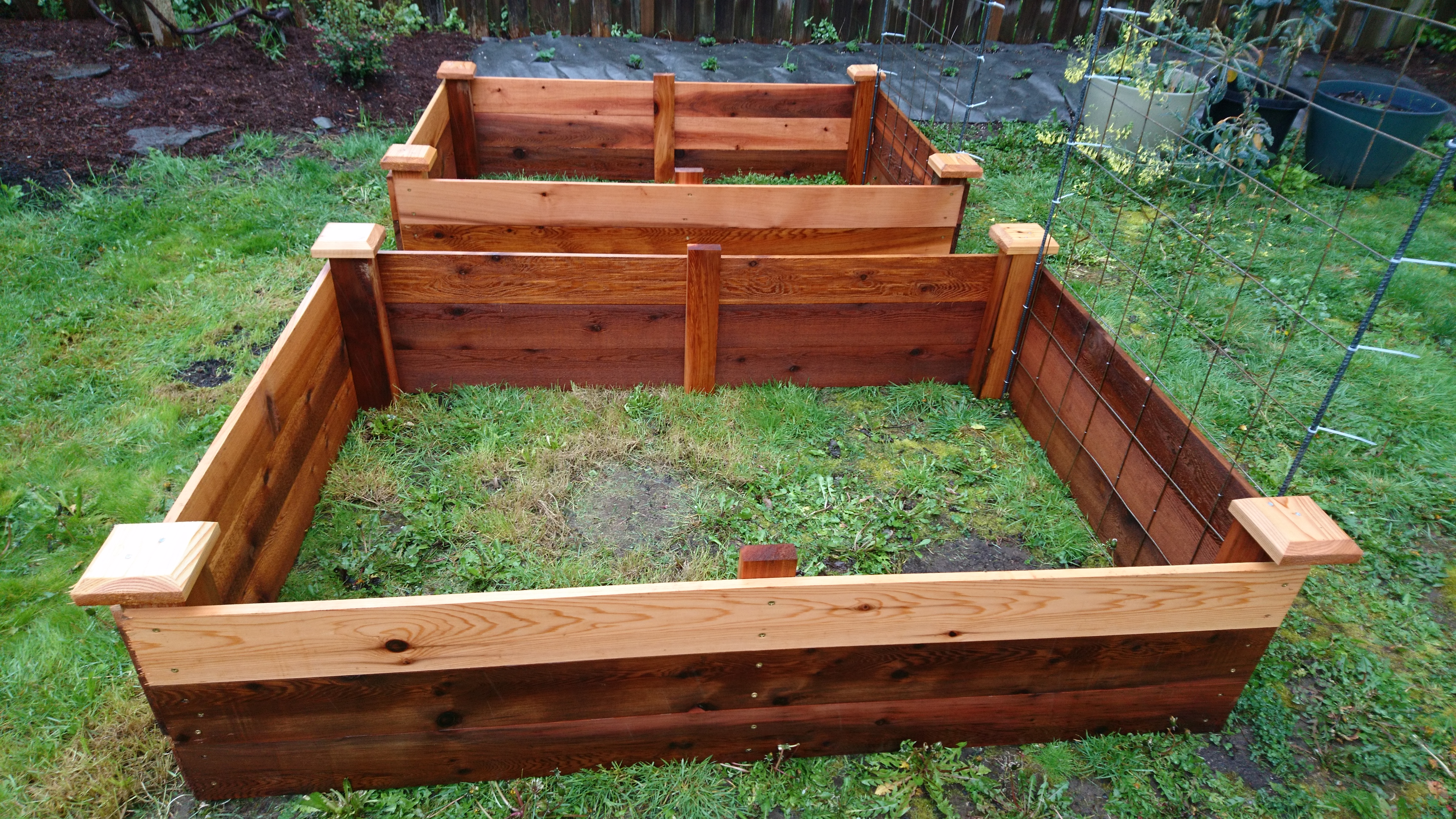 raised bed frames under construction