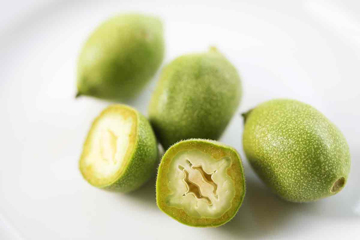 sliced green walnuts