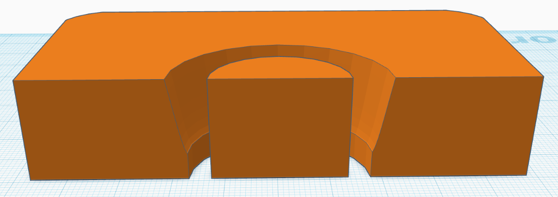 hollow cone shape of the new extruder die, cut into cross-section